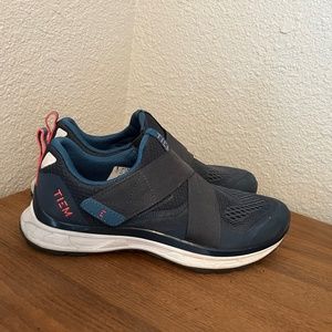TIEM Slipstream Indoor Cycling Spin Shoes Blue Geometric With SPD Cleats Size 9